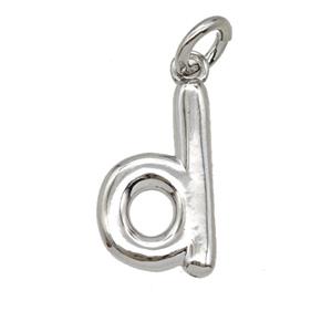 Copper Letter-d Pendant Platinum Plated, approx 12-22mm [FD25363]