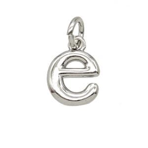 Copper Letter-e Pendant Platinum Plated, approx 12-22mm [FD25364]