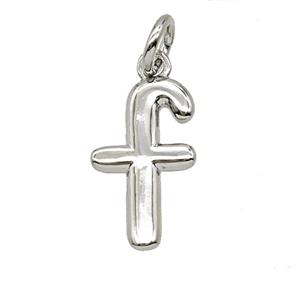 Copper Letter-f Pendant Platinum Plated, approx 12-22mm [FD25365]