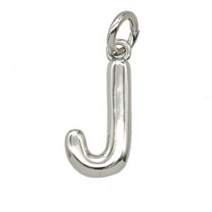 Copper Letter-j Pendant Platinum Plated, approx 12-22mm [FD25369]