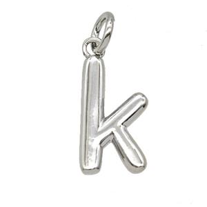 Copper Letter-k Pendant Platinum Plated, approx 12-22mm [FD25370]