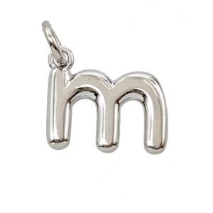 Copper Letter-m Pendant Platinum Plated, approx 12-22mm [FD25372]