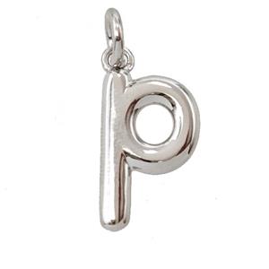 Copper Letter-p Pendant Platinum Plated, approx 12-22mm [FD25375]