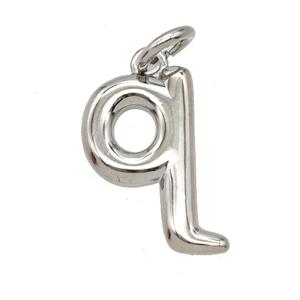 Copper Letter-q Pendant Platinum Plated, approx 12-22mm [FD25376]