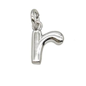 Copper Letter-r Pendant Platinum Plated, approx 12-22mm [FD25377]