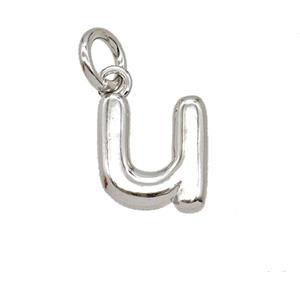 Copper Letter-u Pendant Platinum Plated, approx 12-22mm [FD25380]