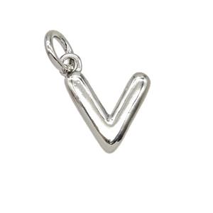Copper Letter-v Pendant Platinum Plated, approx 12-22mm [FD25381]