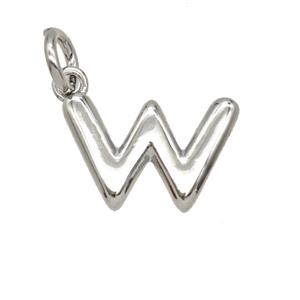 Copper Letter-w Pendant Platinum Plated, approx 12-22mm [FD25382]