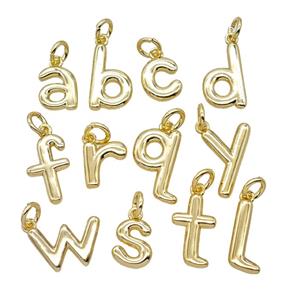 Copper Alphabet Pendant Gold Plated Mixed Letters, approx 12-22mm [FD25413]