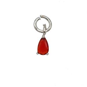 Red Crystal Glass Teardrop Pendant, approx 3-5mm [FD25421]