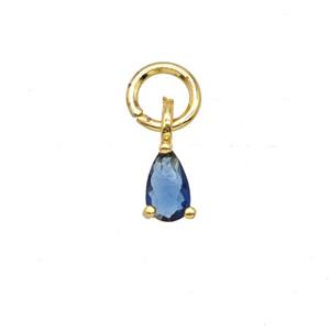 Blue Crystal Glass Teardrop Pendant, approx 3-5mm [FD25422]