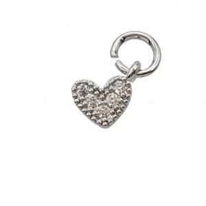 Copper Heart Pendant Pave Zirconia Platinum Plated, approx 6.5mm [FD25430]