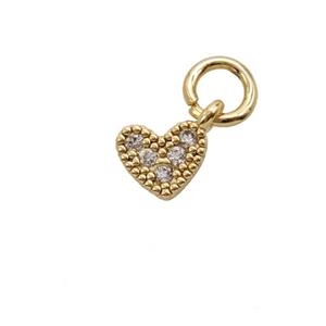 Copper Heart Pendant Pave Zirconia Gold Plated, approx 6.5mm [FD25431]