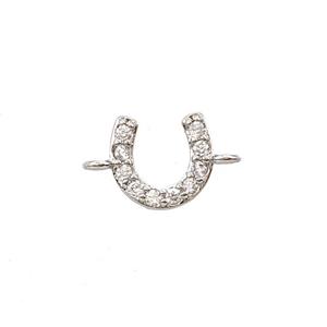 Copper Horse-Shoe Connector Pave Zirconia Platinum Plated, approx 8mm [FD25432]