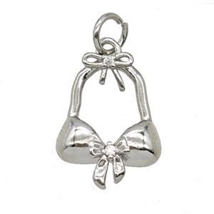 Bra Charms Copper Pendant Pave Zirconia Platinum Plated, approx 12-18mm [FD25444]