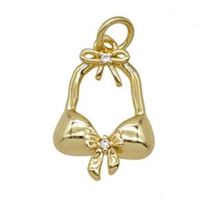 Bra Charms Copper Pendant Pave Zirconia Gold Plated, approx 12-18mm [FD25445]
