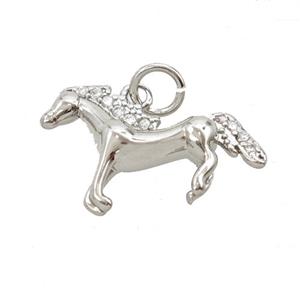 Copper Horse Pendant Pave Zirconia Platinum Plated, approx 13-21mm [FD25450]