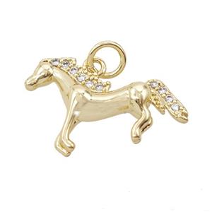 Copper Horse Pendant Pave Zirconia Gold Plated, approx 13-21mm [FD25451]