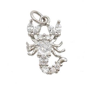 Copper Scorpion Pendant Pave Zirconia Platinum Plated, approx 10-15mm [FD25452]