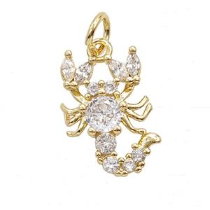 Copper Scorpion Pendant Pave Zirconia Gold Plated, approx 10-15mm [FD25453]