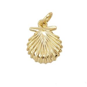 Copper Scallop Shell Pendant Gold Plated, approx 11-14mm [FD25455]