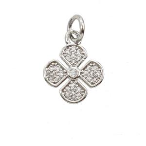 Copper Clover Pendant Pave Zirconia Platinum Plated, approx 11mm [FD25458]