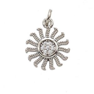 Copper Sun Pendant Pave Zirconia Platinum Plated, approx 13.5mm [FD25468]