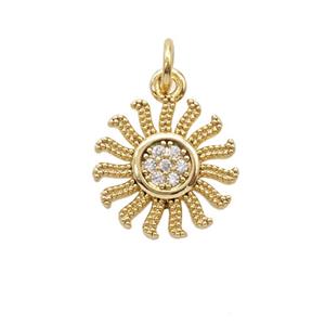 Copper Sun Pendant Pave Zirconia Gold Plated, approx 13.5mm [FD25469]