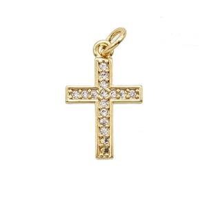 Copper Cross Pendant Pave Zirconia Gold Plated, approx 11-15mm [FD25471]