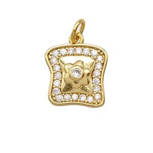 Breakfast Bread Charms Copper Pendant Pave Zirconia Gold Plated, approx 13mm [FD25473]