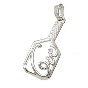 Pickleball Paddle Charms Copper Pendant Sports Platinum Plated, approx 11-22mm [FD25484]