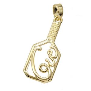 Pickleball Paddle Charms Copper Pendant Sports Gold Plated, approx 11-22mm [FD25485]