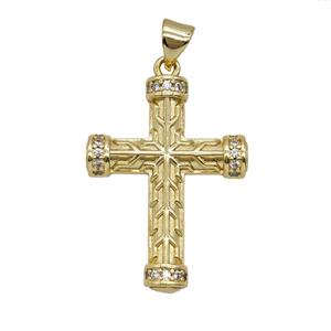 Copper Cross Pendant Pave Zirconia Gold Plated, approx 20-27mm [FD25489]