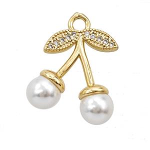 Copper Cherry Pendant Pave Resin Gold Plated, approx 15-18mm [FD25497]