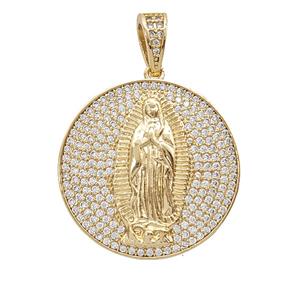 Copper Jesus Pendant Micropave Zirconia Gold Plated, approx 26mm [FD25504]