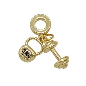Weightlifting Barbell Charms Copper Pendant Sports Gold Plated, approx 8mm, 6-14mm, 8mm dia [FD25506]