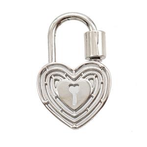 Copper Heart Lock Pendant Platinum Plated, approx 19-30mm [FD25507]