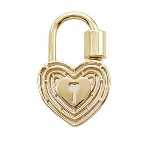 Copper Heart Lock Pendant Gold Plated, approx 19-30mm [FD25508]