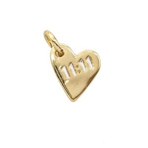 Copper Heart Pendant Double Eleven 11 White Enamel Gold Plated, approx 8-10mm [FD25515]