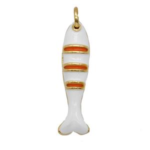 Copper Fish Pendant White Enamel Gold Plated, approx 6-24mm [FD25542]