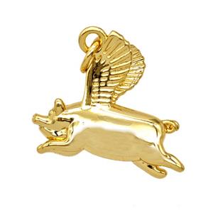 Copper Fliggy Pendant Pig Gold Plated, approx 15-20mm [FD25556]