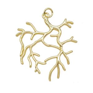 Copper Tree Branch Pendant Gold Plated, approx 30mm [FD25564]