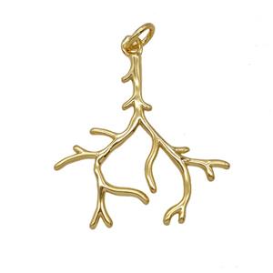 Copper Tree Branch Pendant Gold Plated, approx 25mm [FD25568]