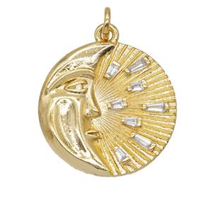 Copper Moon Pendant Pave Zirconia Gold Plated, approx 20mm [FD25571]