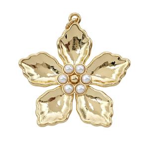 Copper Flower Pendant Pave Resin Gold Plated, approx 35mm [FD25600]