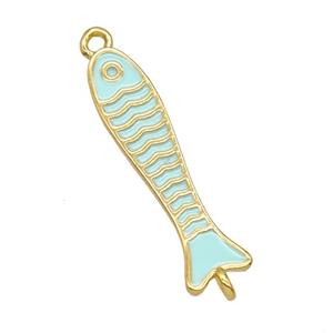 Copper Fish Connector Lt.green Enamel Gold Plated, approx 6.5-25mm [FD25607]