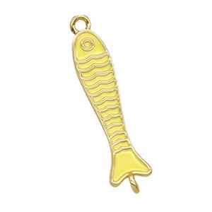 Copper Fish Connector Yellow Enamel Gold Plated, approx 6.5-25mm [FD25608]