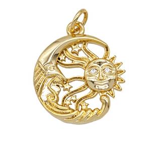 Copper Sun And Moon Pendant Gold Plated, approx 17mm [FD25613]