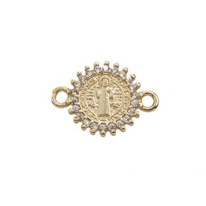 Copper Jesus Connector Pave Zirconia Gold Plated, approx 10mm [FD25614]