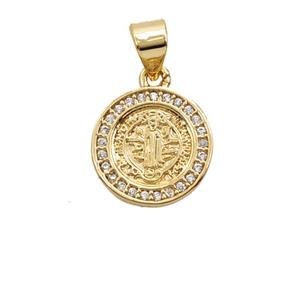 Copper Jesus Pendant Pave Zirconia Gold Plated, approx 12mm [FD25615]